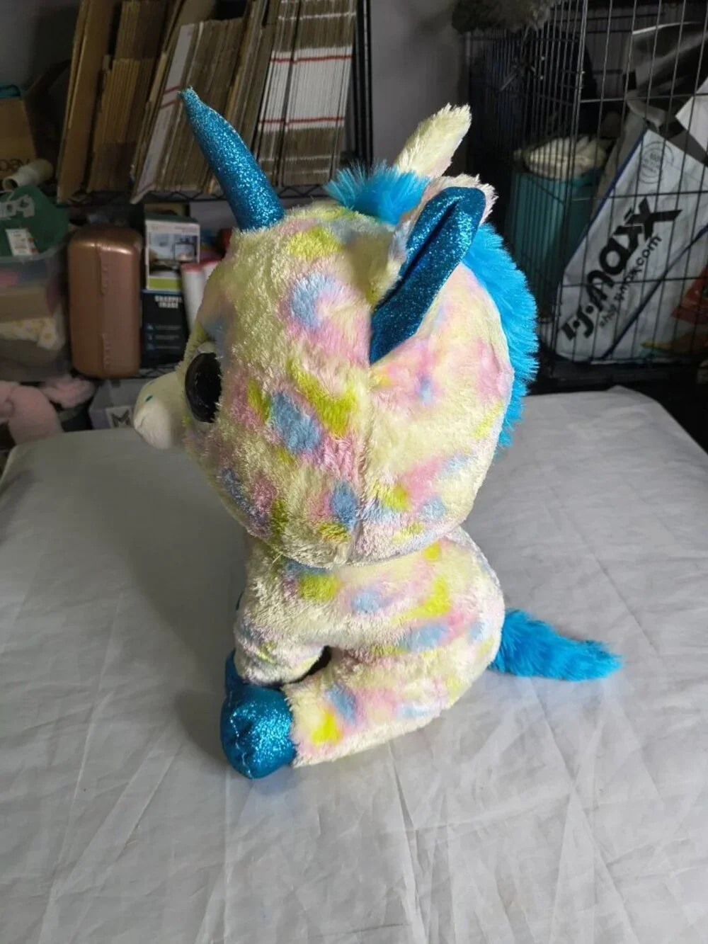 Ty Beanie Boos Blitz the Unicorn Pastel With Blue Horn Large Size 17